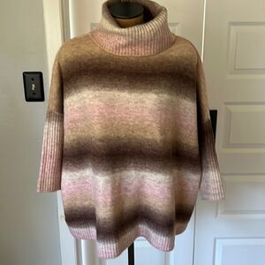 Loft pink and brown oversized turtleneck sweater size small